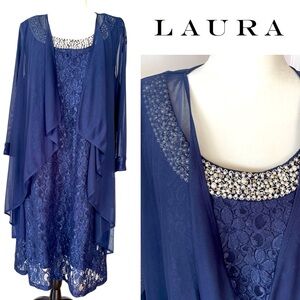 Laura Plus Lace Dress with Sheer jacket